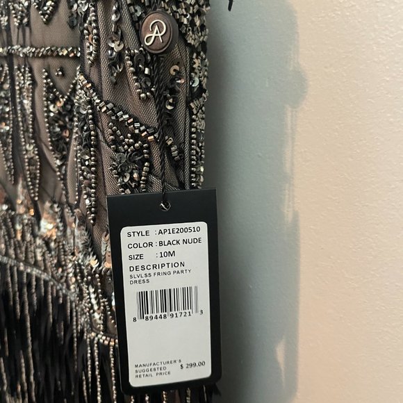 NWT Adrianna Papell Embellished Fringe Trim A Line Dress 10 - Picture 12 of 13